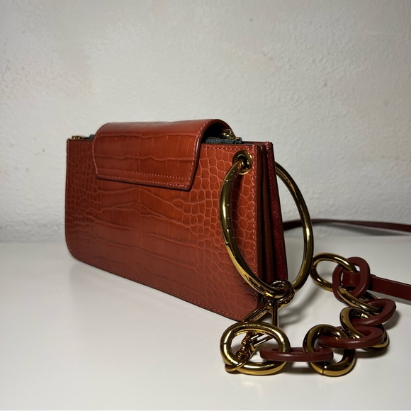 Croc-Effect Ring Handle Mini Front Flap Wallet - Picture 2 of 5